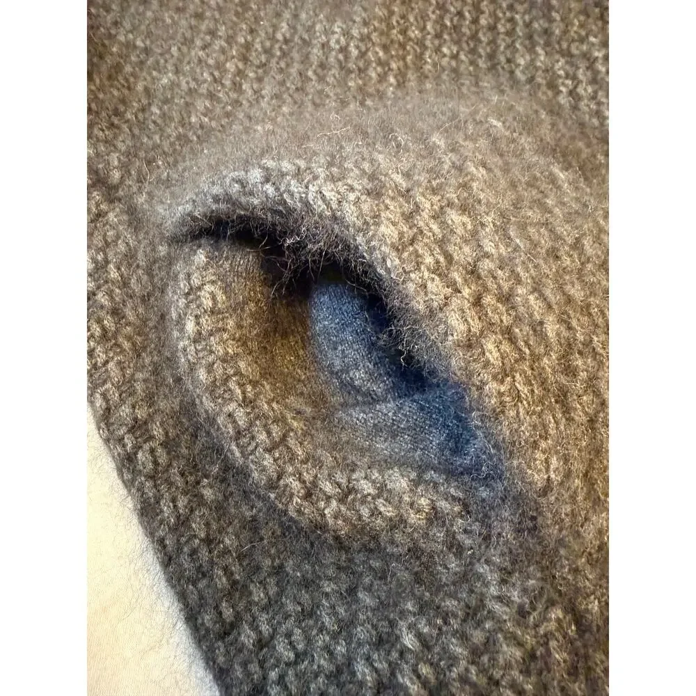 360SWEATER Wool Raccoon Yarn Oversized Sweater Coat Coatigan Women’s S Gray